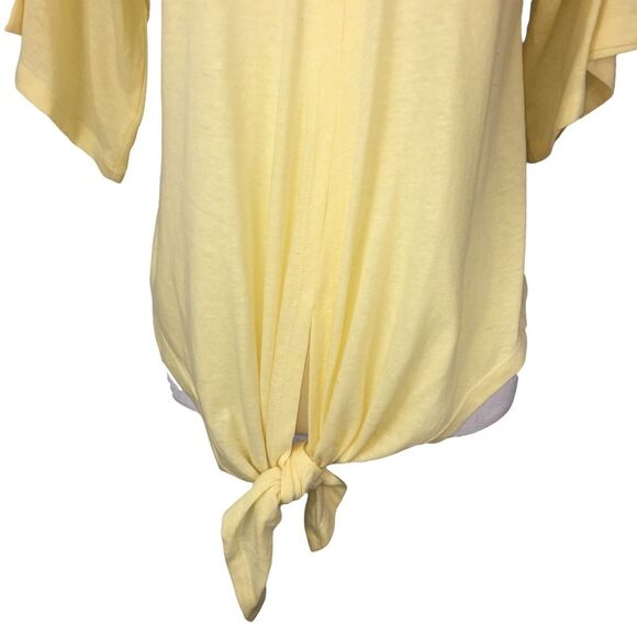 NWT Yellow V Neck Tie Front Shirt Size Small Lightweight - Picture 5 of 8